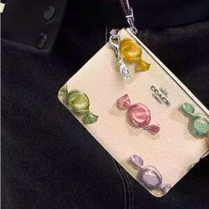 Coach Candy Print Cream Wristlet